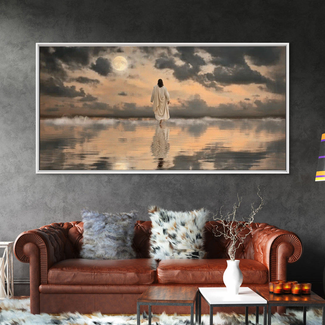 Moonlit Calling – Framed Canvas Print – Christian Wall Art – Jesus Painting – Christian Art Canvas – Moody Christian Art – Large Jesus Wall