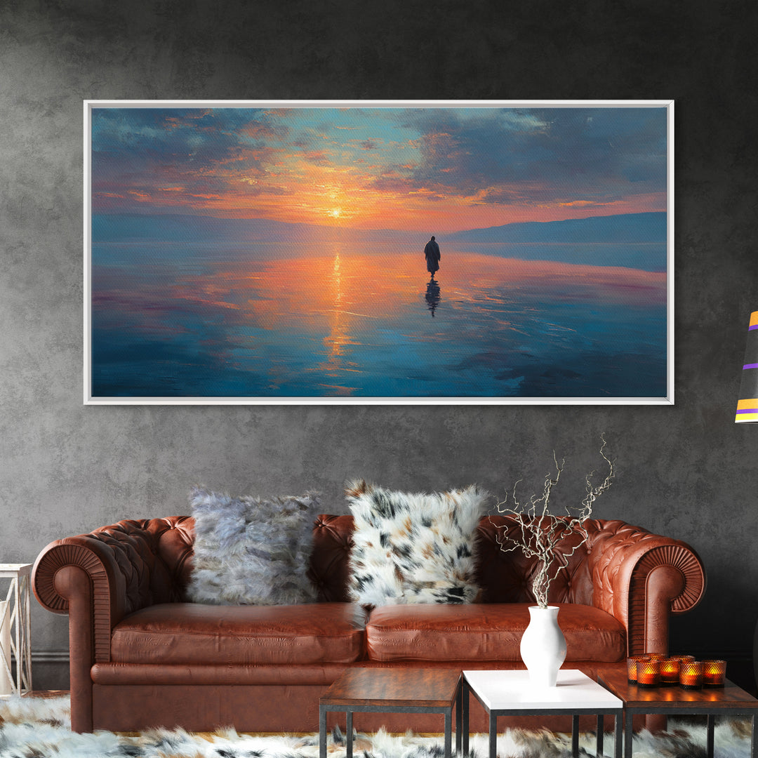 Dawn Of Peace | Framed Canvas Print | Christian Art Canvas | Jesus Painting | Modern Christian Art | Blue Christian Art | Christian Wall Ar