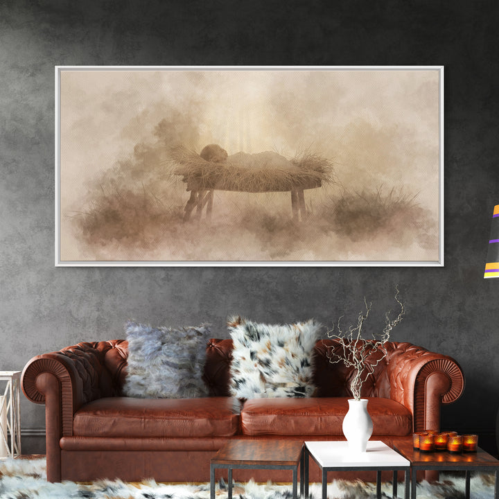 Divine Night Calm – Framed Canvas Print – Christmas Art – Christian Wall Art – Jesus Painting – Christian Art Canvas – Christian Christmas