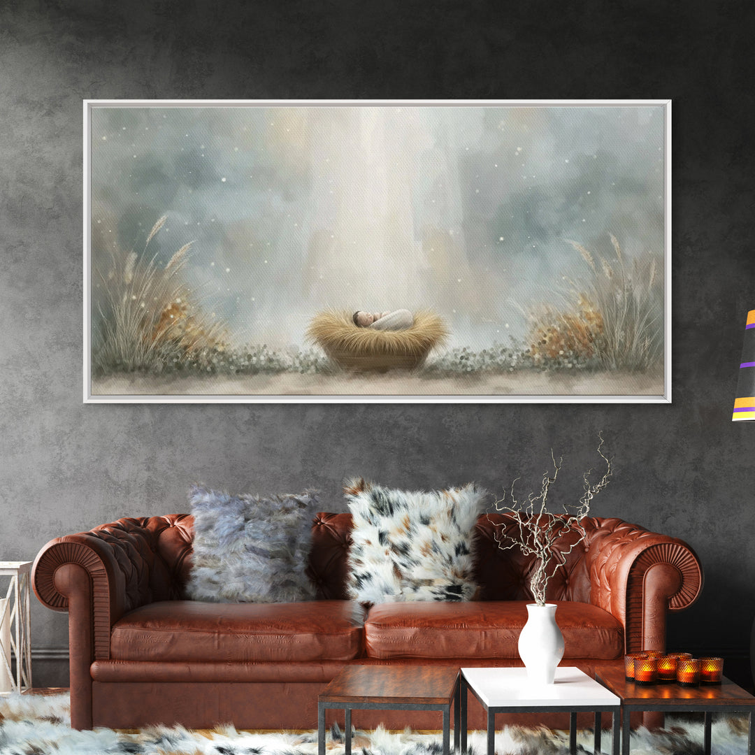 Blessed Winter Peace – Framed Canvas Print – Christian Art – Christmas Wall Art – Jesus Christmas Art – Christian Art Canvas – Christmas Ar