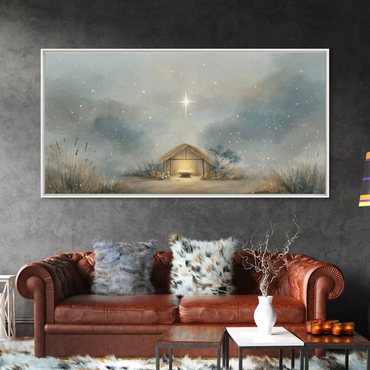 Bright Promise Star – Framed Canvas Print – Christmas Canvas Wall Art – Christian Wall Art – Christian Christmas Art – Jesus Painting – Chr