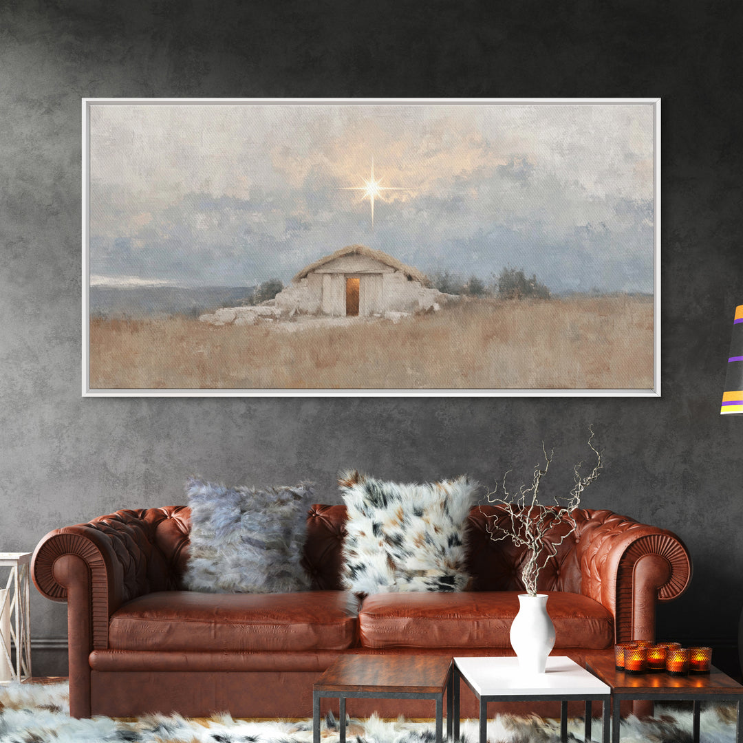 The Guiding Star - Framed Canvas Print - Christian Wall Art - Christian Christmas Art - Jesus Painting - Christmas Decor