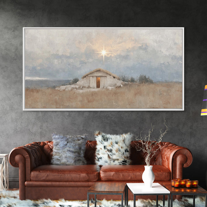 The Guiding Star - Framed Canvas Print - Christian Wall Art - Christian Christmas Art - Jesus Painting - Christmas Decor