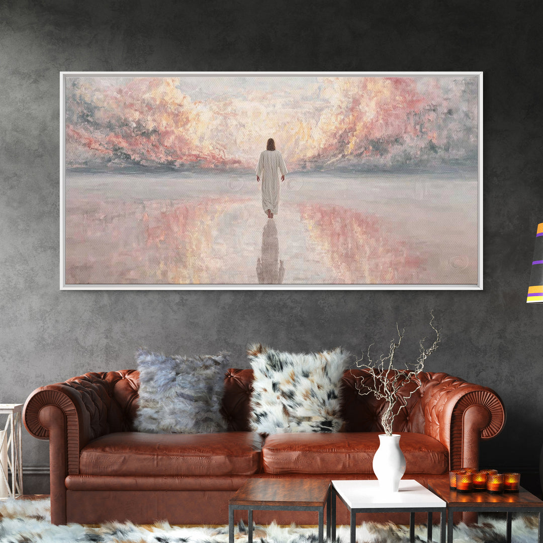 Path Of Peace, Framed Canvas Print, Christian Art Canvas, Jesus Painting, Christian Wall Art, Minimalist Christian Art, Christian Christmas