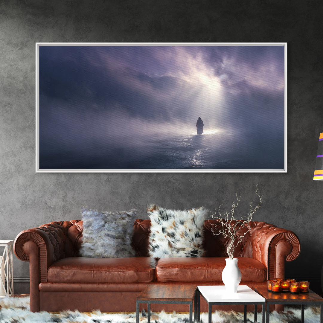 Midnight Miracle, Framed Canvas Print, Christian Wall Art, Jesus Painting, Moody Christian Art, Christian Art Canvas, Christmas Wall Art