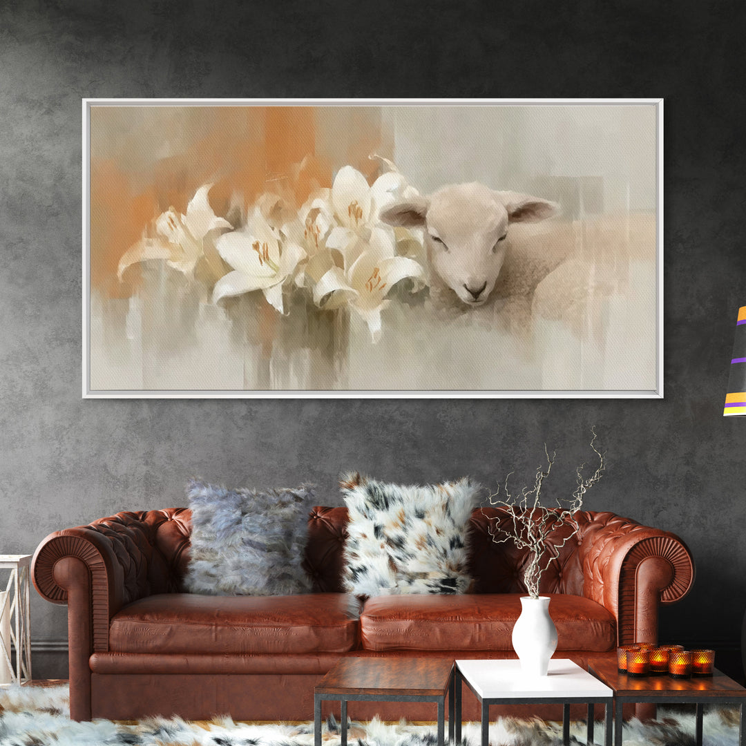 Lamb Of Peace – Framed Canvas Print – Christian Wall Art – Christian Art Canvas – Christian Art Print – Minimalist Christian Art – Christia