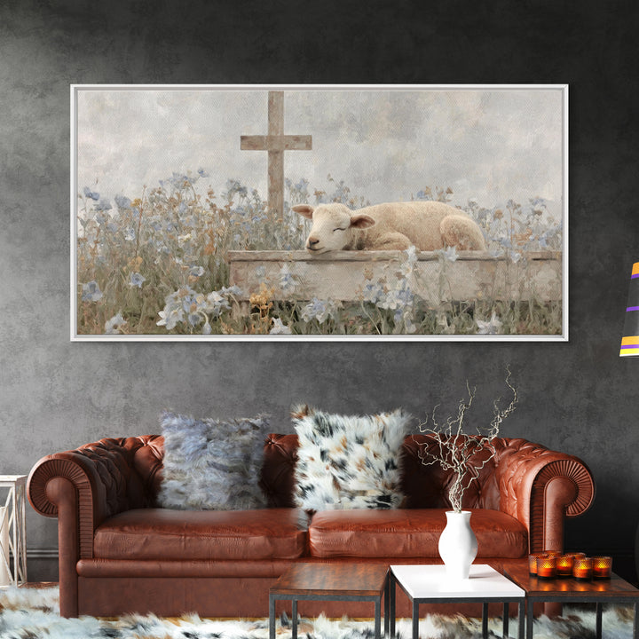 Risen Meadow – Framed Canvas Print – Christian Art Canvas – Christian Wall Art – Christian Art Print – Minimalist Christian Art – Christian