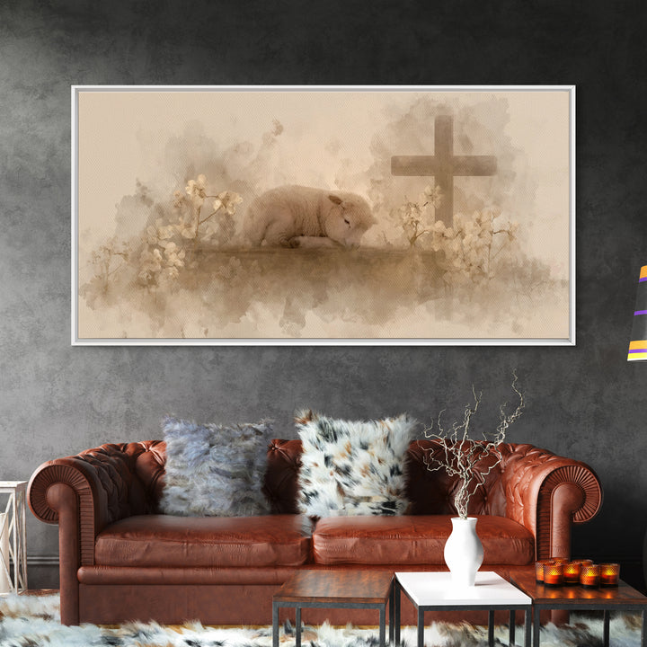 Graceful Rest – Framed Canvas Print – Christian Art Canvas – Christian Wall Art – Minimalist Christian Art – Christian Painting – Christmas