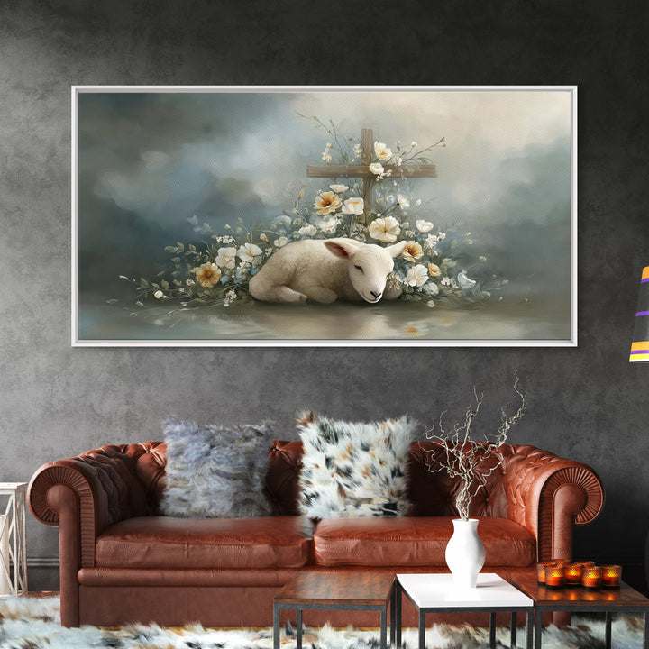 Lamb Of Peace – Framed Canvas Print – Christian Wall Art – Christian Painting – Christian Art Canvas – Christian Christmas Art – Christian
