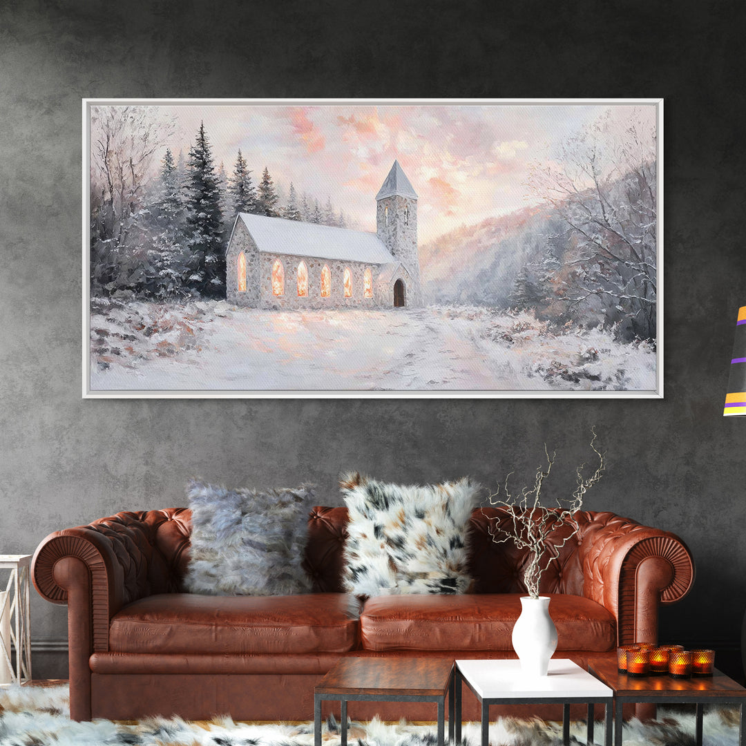 Chapel Dawn – Framed Canvas Print – Christmas Wall Art – Christian Art Canvas – Christian Art – Framed Christmas Art – Christian Christmas