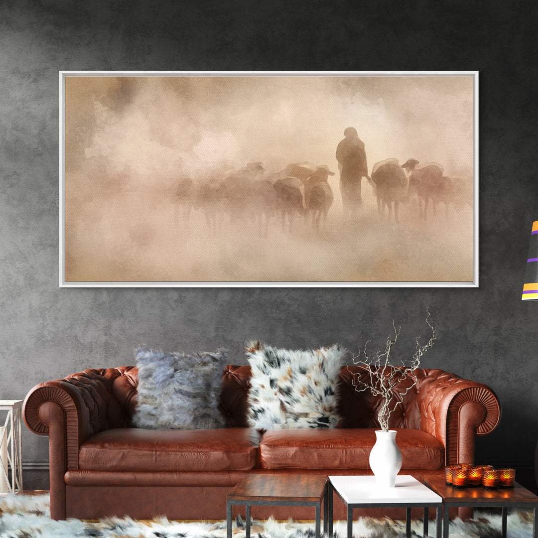 Guiding Light – Framed Canvas Print – Christian Art Canvas – Minimalist Christian Art – Christian Wall Art – Jesus Art Print – Subtle Chris