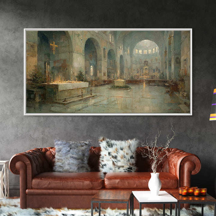 Cathedral of Stillness, Framed Canvas Print, Christian Art Canvas, Christian Wall Art, Christmas Art, Framed Christmas Wall Art, Vintage Ch