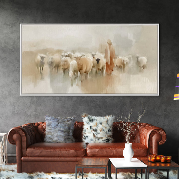 Tender Shepherd – Framed Canvas Print – Jesus Canvas Art – Christian Wall Art – Christian Art Canvas – Christian Art – Large Christian Pain