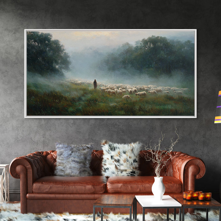 Shepherds At Dawn – Framed Canvas Print – Christian Wall Art – Christian Art Canvas – Jesus Painting – Christian Christmas Art