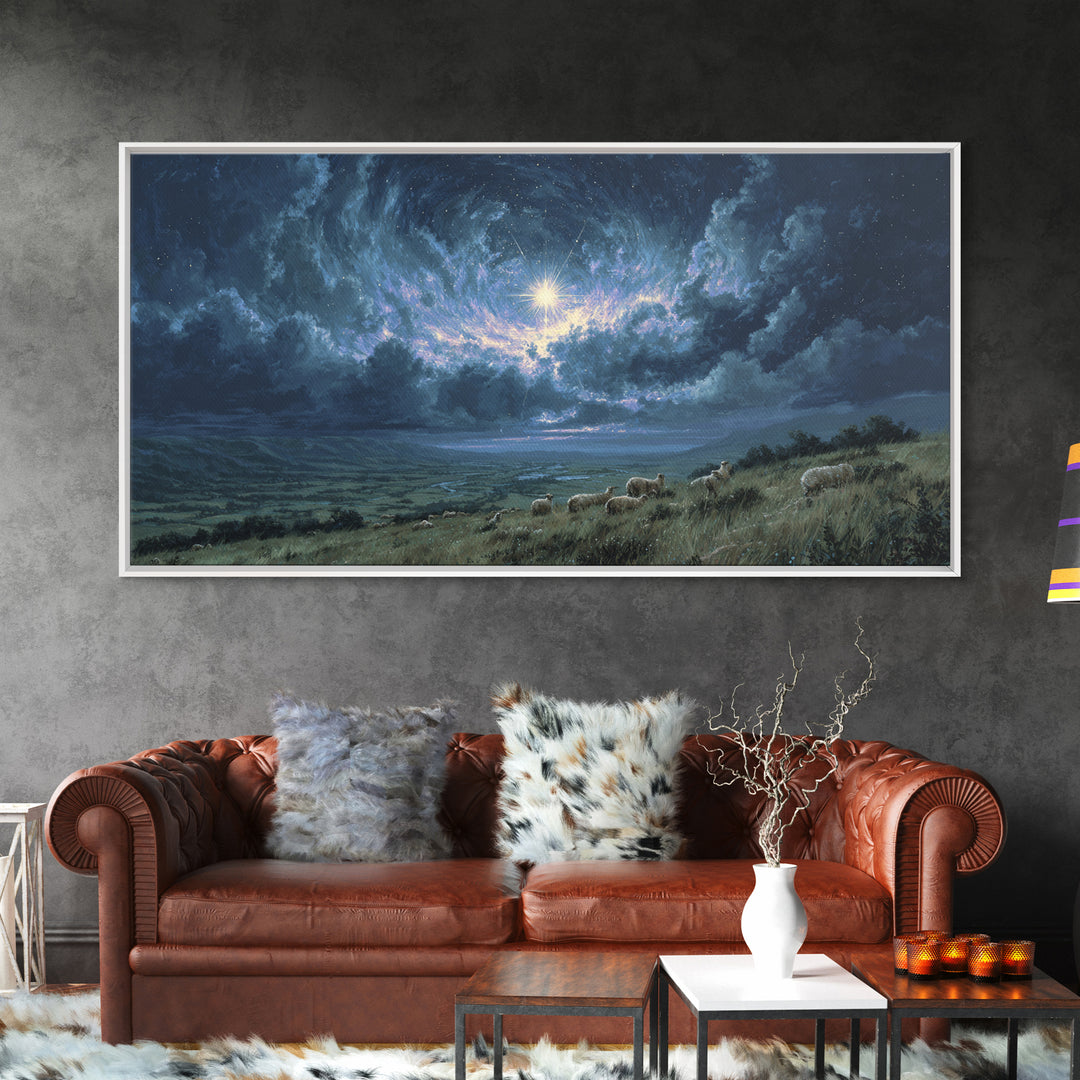 Star Of Bethlehem – Framed Canvas Print – Christian Christmas Art – Christian Wall Art – Jesus Painting – Christmas Canvas Wall Art