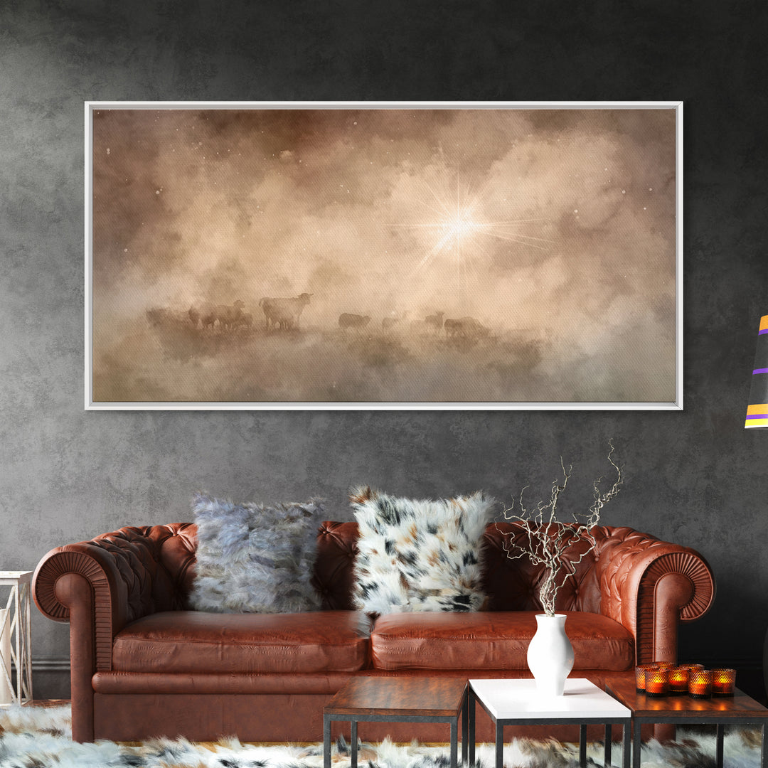 Silent Glory – Framed Canvas Print – Christian Art Canvas – Christian Wall Art – Moody Christmas Art – Christian Christmas