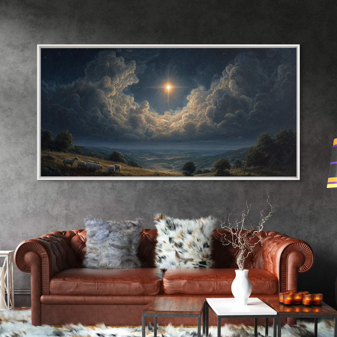 Dawn Of Hope – Framed Canvas Print – Christian Wall Art – Christian Art Print – Christmas Art Work – Jesus Christmas Art