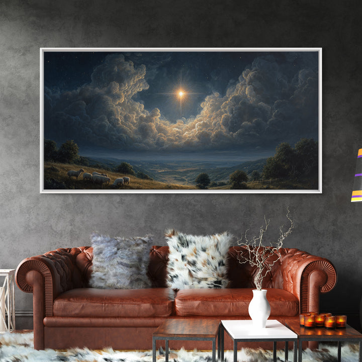 Dawn Of Hope – Framed Canvas Print – Christian Wall Art – Christian Art Print – Christmas Art Work – Jesus Christmas Art