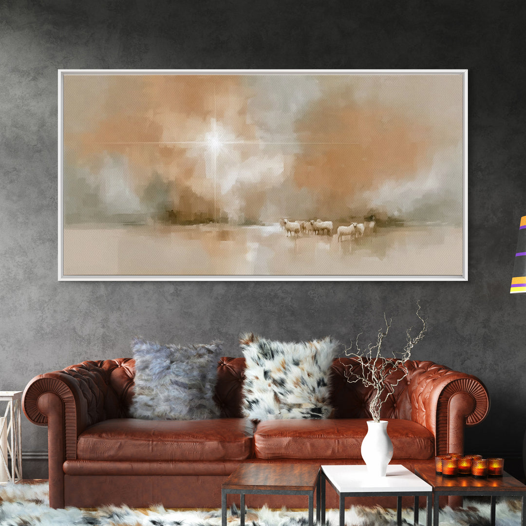 Bethlehem Light – Framed Canvas Print – Christian Art Canvas – Modern Christian Art – Christmas Wall Art – Jesus Painting