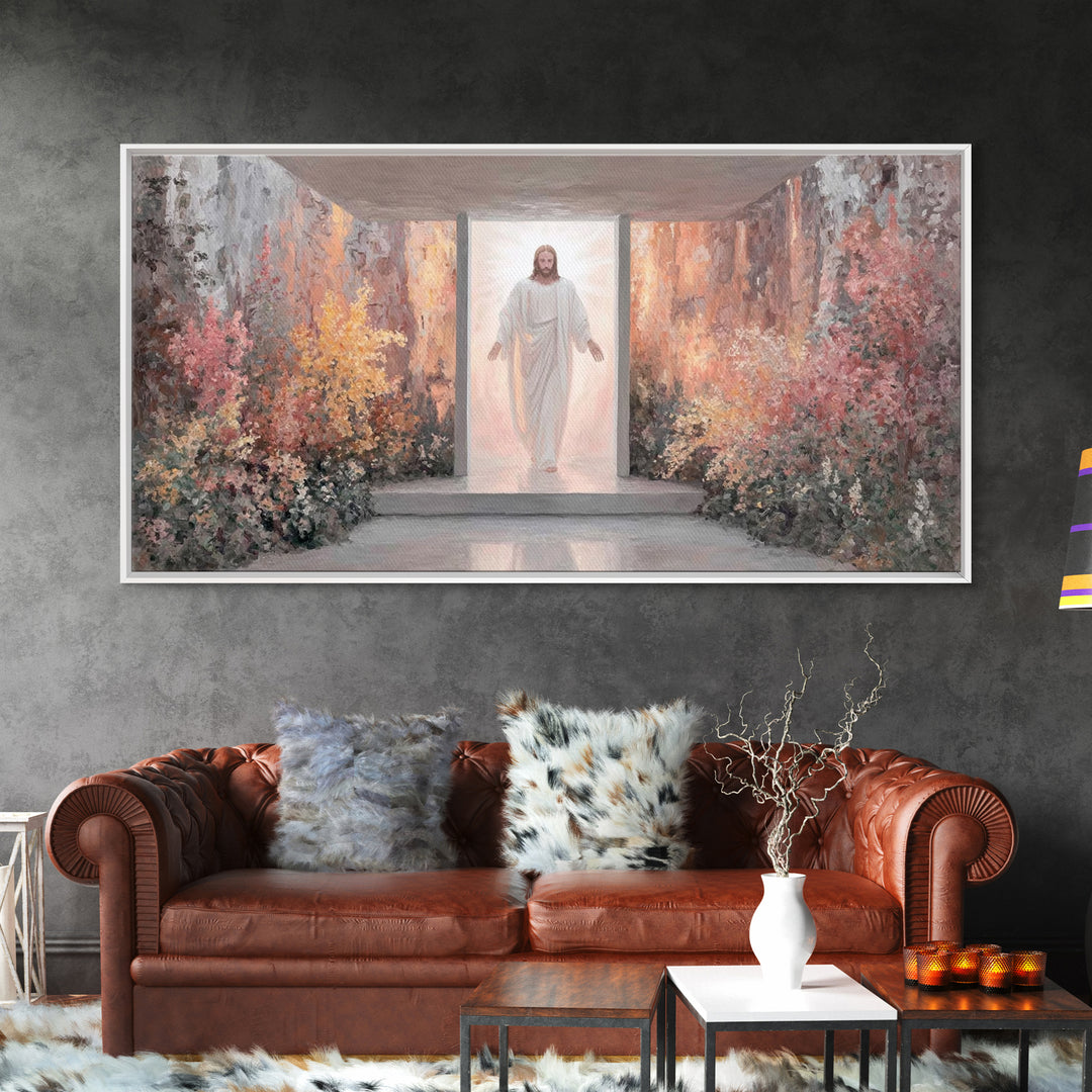 Risen In Light – Framed Canvas Print – Christian Wall Art – Jesus Painting – Christian Art Canvas – Modern Christian Art – Christian Art