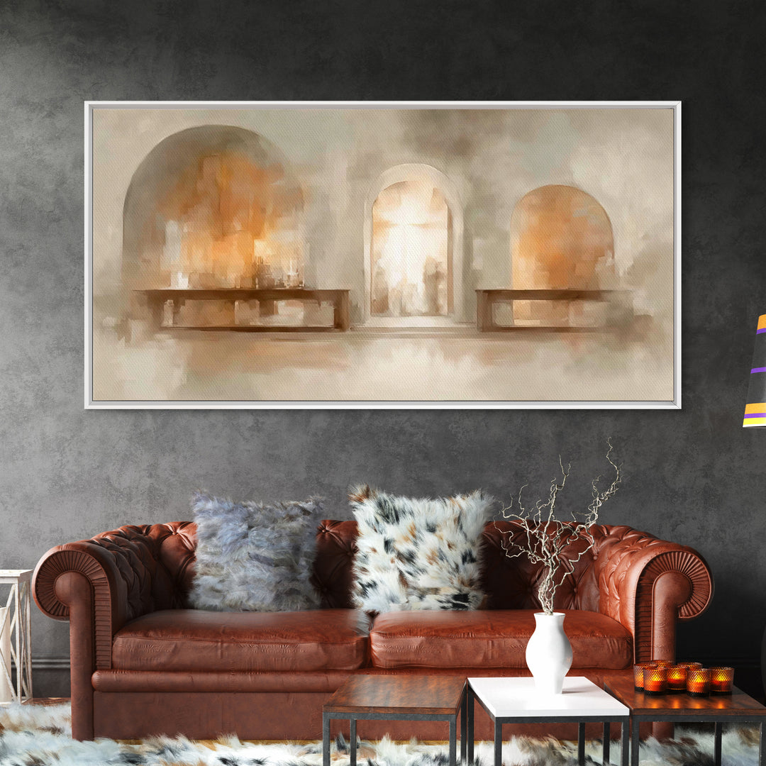 Sanctuary Glow – Framed Canvas Print – Christian Art – Christian Art Painting – Minimalist Christian Art – Christian Wall Art – Christian G