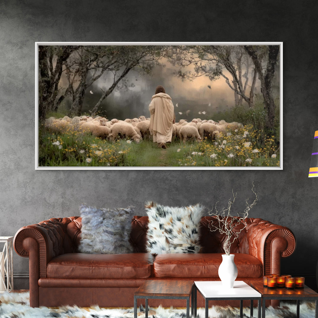 Shepherd’s Path – Framed Canvas Print – Jesus Painting – Christian Art – Christian Wall Art – Christian Art Canvas – Large Jesus Painting