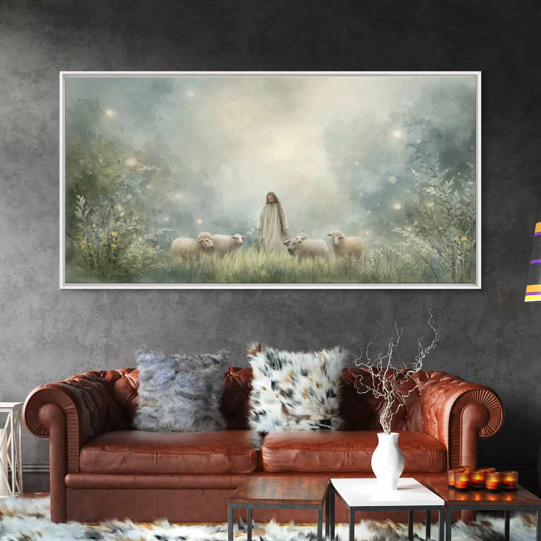 Gentle Shepherd – Framed Canvas Print – Christian Art Canvas – Jesus Wall Art – Modern Christian Art – Christian Painting – Christian Decor