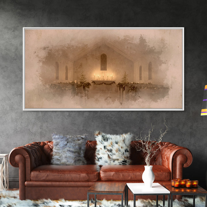 Sacred Hearth | Framed Canvas Print | Christian Art Canvas | Christmas Art Work | Christian Christmas Decor | Christian Art Gift | Moody Ch