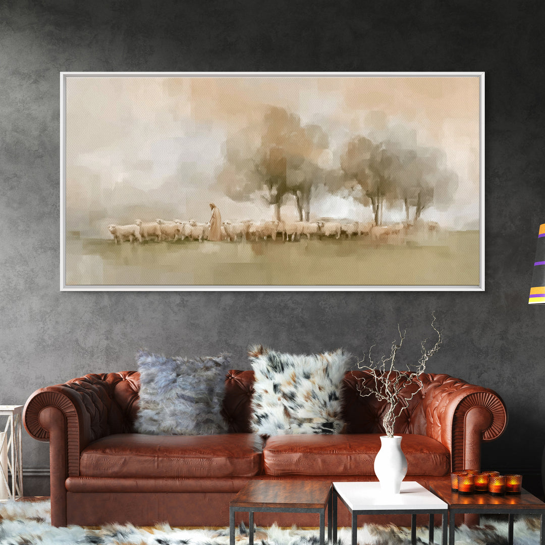 Pastoral Grace – Framed Canvas Print – Christian Art – Subtle Christian Paintings – Christian Wall Art – Christian Art Canvas – Christian A