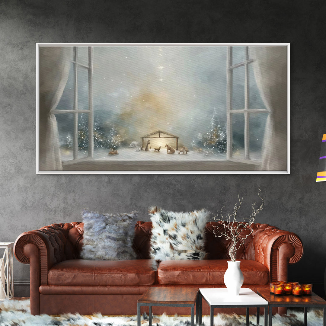 Holy Window Light | Framed Canvas Print | Christmas Art | Christian Art Canvas | Christian Wall Art | Christian Decor | Jesus Painting
