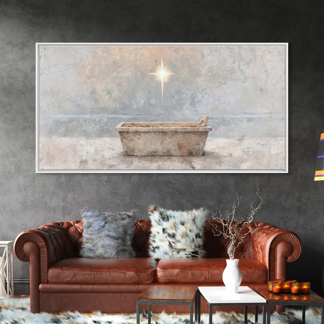 Manger Peace | Framed Canvas Print | Christian Christmas Art | Christian Wall Art | Jesus Painting | Christian Art Canvas | Christian Decor