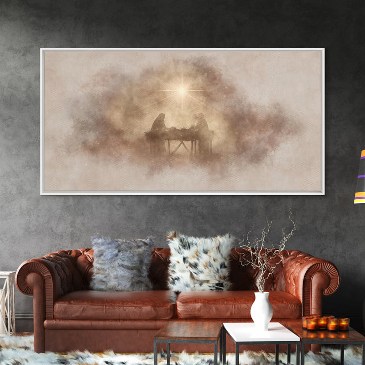 Holy Stillness | Framed Canvas Print | Christian Wall Art | Jesus Painting | Christian Art Canvas | Christian Decor | Christmas Art