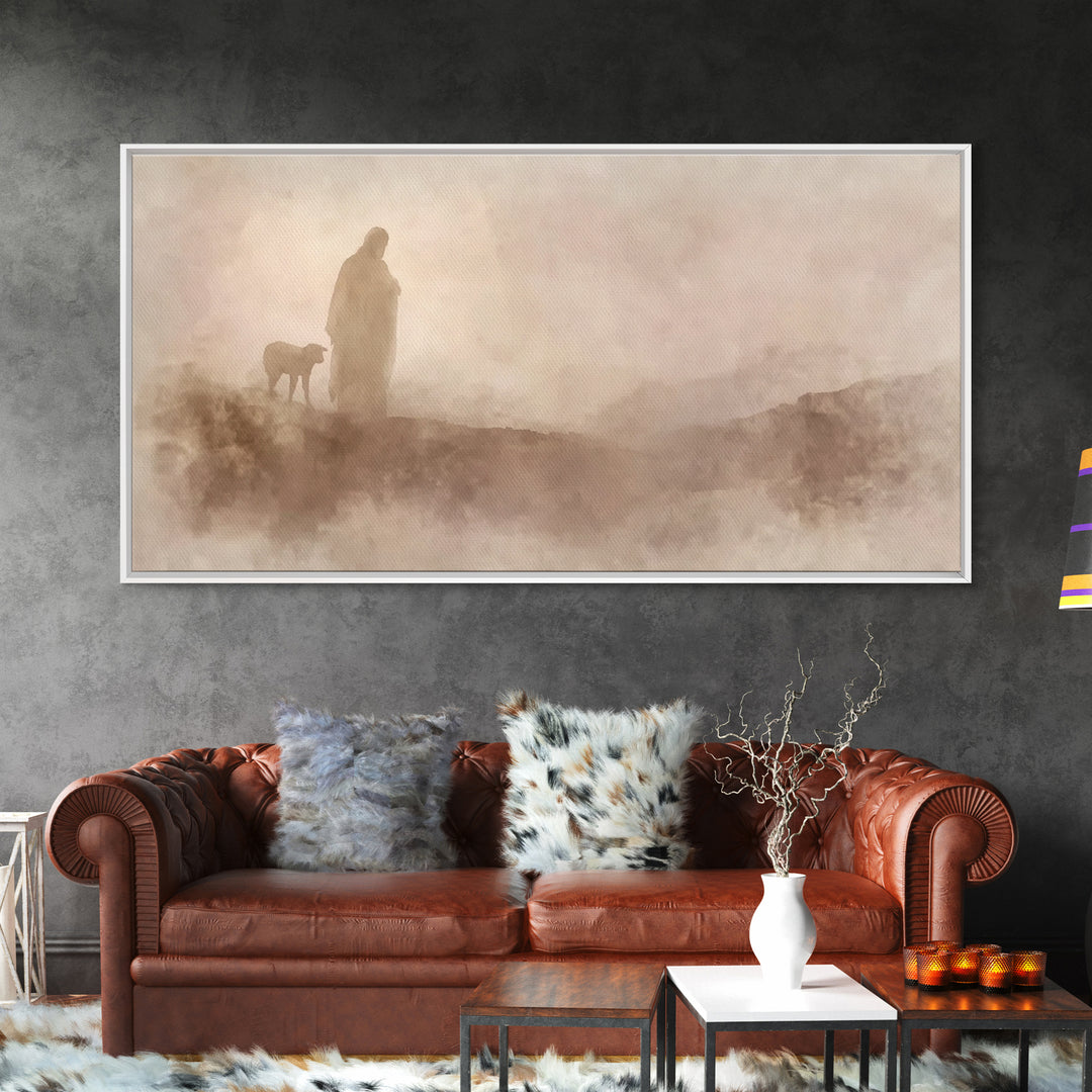 Silent Footsteps | Framed Canvas Print | Christian Wall Art | Christian Art Print | Jesus Painting | Christmas Art | Christian Decor | Fait