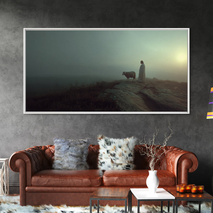Evening Watch, Framed Canvas Print, Christian Art Canvas, Jesus Painting, Christian Wall Art, Moody Christian Art, Christmas Art, Christian