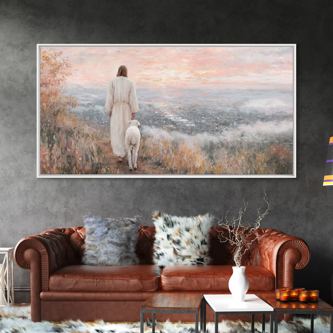 Hillside Blessing – Framed Canvas Print – Jesus Painting – Christian Art Canvas – Christian Wall Art – Christmas Art – Christian Gift – Fai