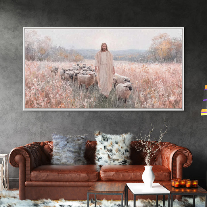 Pasture Of Grace – Framed Canvas Print – Jesus Painting – Christian Art Canvas – Christian Wall Art – Christian Art – Christian Gift