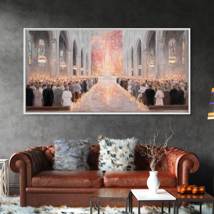 Advent Gathering Glow – Framed Canvas Print – Christian Art Canvas – Christian Christmas Art – Christmas Art Work – Christian Wall Art – Ch
