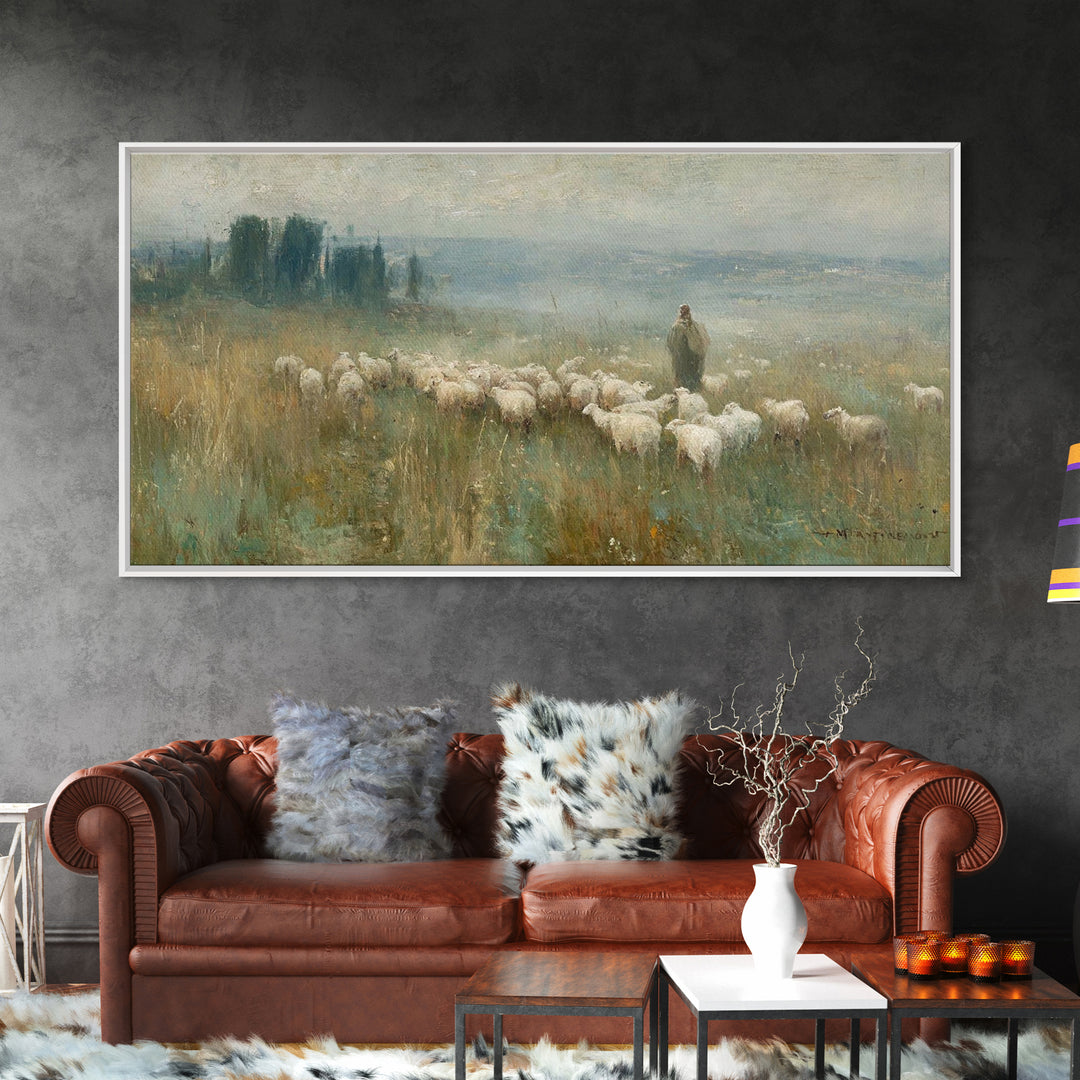 Morning Shepherd Light, Framed Canvas Print, Christian Wall Art, Jesus Painting, Christian Art Canvas, Christian Art, Christian Gift Ideas