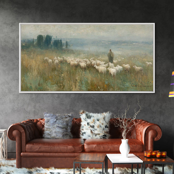 Morning Shepherd Light, Framed Canvas Print, Christian Wall Art, Jesus Painting, Christian Art Canvas, Christian Art, Christian Gift Ideas
