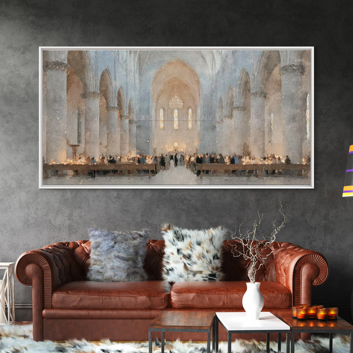 Midnight Mass Grace – Framed Canvas Print – Christian Wall Art – Christmas Art – Christian Art Canvas – Christian Christmas Art – Christian