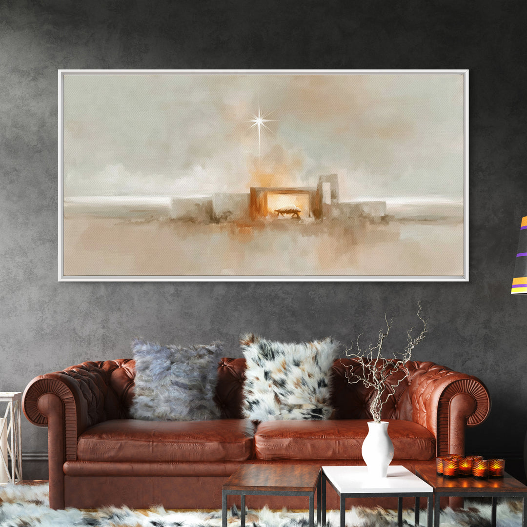Holy Manger Light – Framed Canvas Print – Christian Christmas Art – Christian Art Canvas – Christian Wall Art – Christmas Art – Christian A