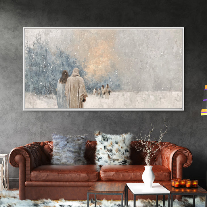 Winter Pilgrims – Framed Canvas Print – Christian Wall Art – Christian Art Canvas – Jesus Painting – Christian Christmas Art – Christian De