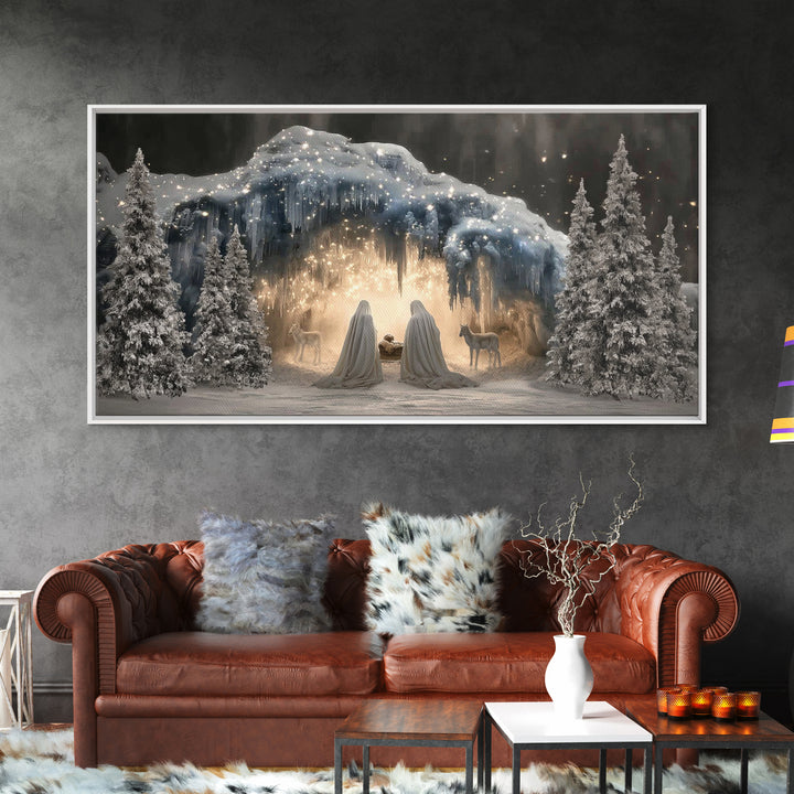Holy Cave Light – Framed Canvas Print – Christian Art Canvas – Christmas Wall Art – Jesus Christmas Art – Christian Art Print – Christian D