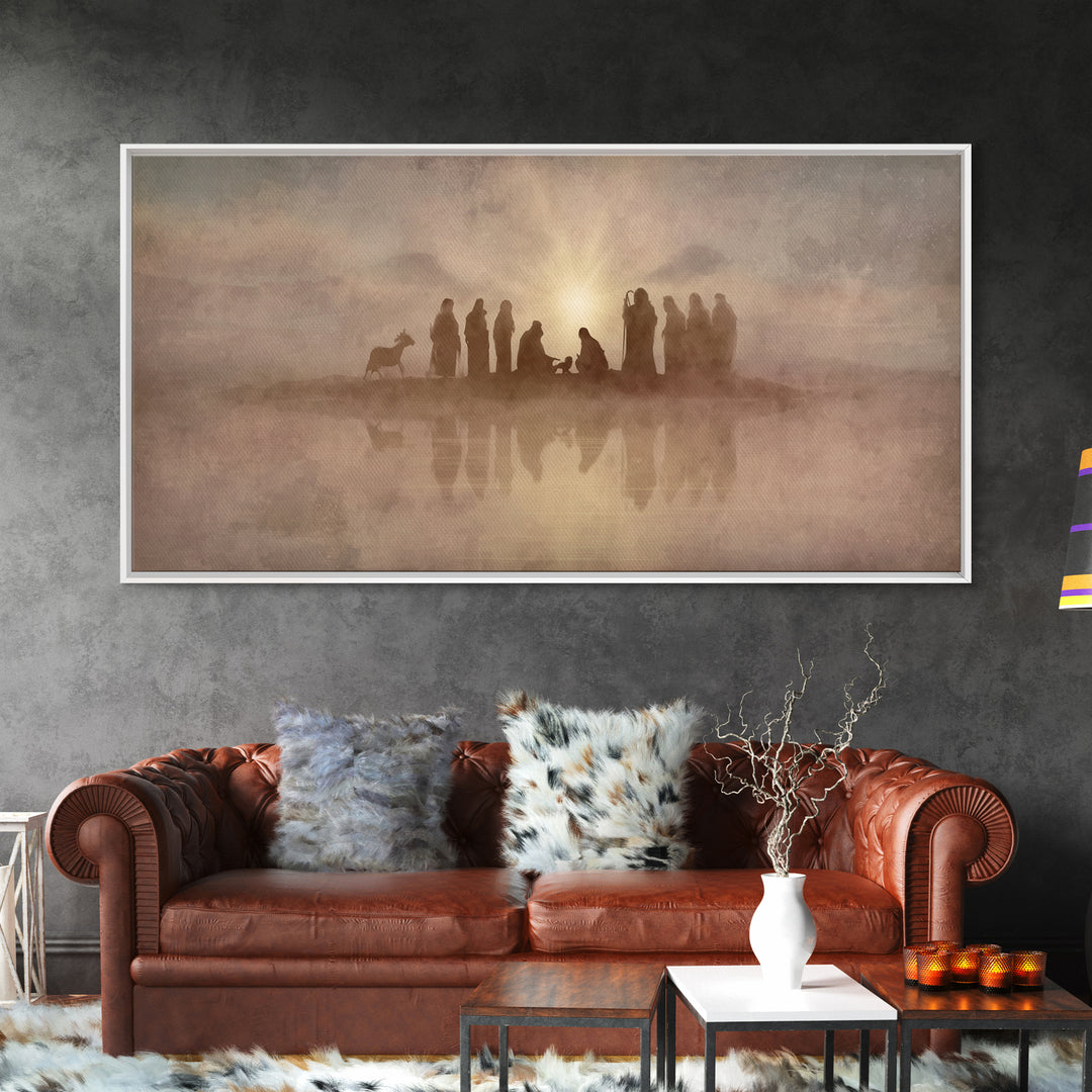 Sacred Gathering – Framed Canvas Print – Christian Paintings – Christian Wall Art – Minimalist Christian Art – Christian Art Canvas – Chris