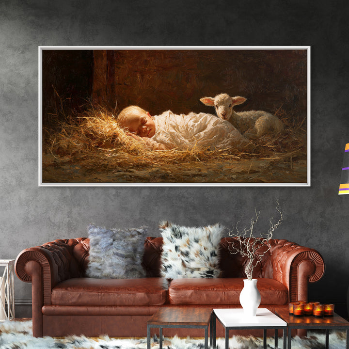 Cradle Hope – Framed Canvas Print – Christmas Art Prints – Christian Wall Art – Jesus Christmas Art – Christian Art Canvas – Christian Deco