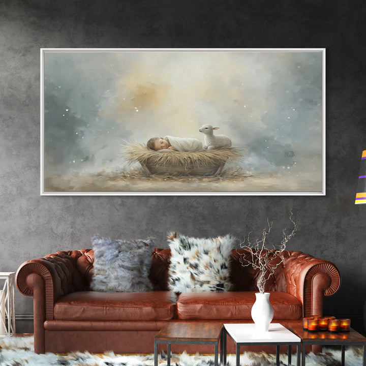 Heaven’s Quiet – Framed Canvas Print – Christian Christmas Art – Christian Wall Art – Christian Art Print – Jesus Painting – Christmas Art