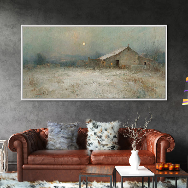 Winter Bethlehem – Framed Canvas Print – Christmas Art Prints – Christian Wall Art – Christian Christmas Art – Vintage Christian Art – Chri