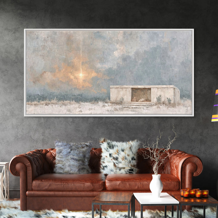 Dawn of Promise – Framed Canvas Print – Christian Art Canvas – Christian Christmas Art – Christmas Wall Art – Christian Art Print – Modern