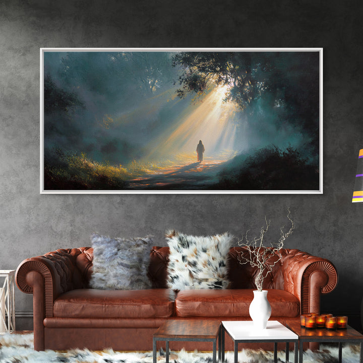Forest Revelation – Framed Canvas Print – Christian Art Canvas – Jesus Art Print – Christian Wall Art – Moody Christian Art – Large Christi