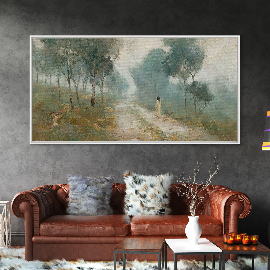 The Quiet Path – Framed Canvas Print – Christian Wall Art – Jesus Painting – Christian Art Canvas – Christian Decor – Christmas Art
